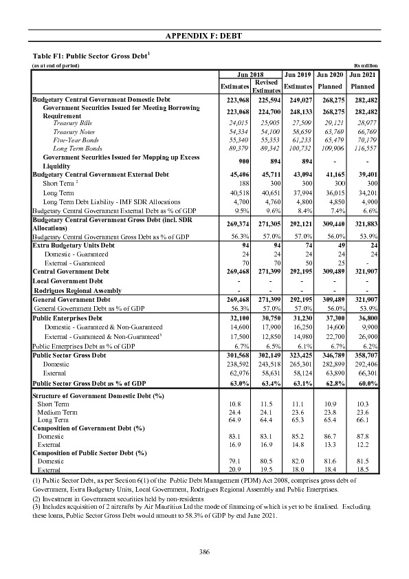 Appendix F: Debt