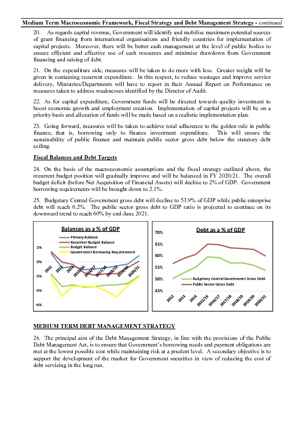 Medium Term Macroeconomic Framework, Fiscal Strategy and Debt Management Strategy