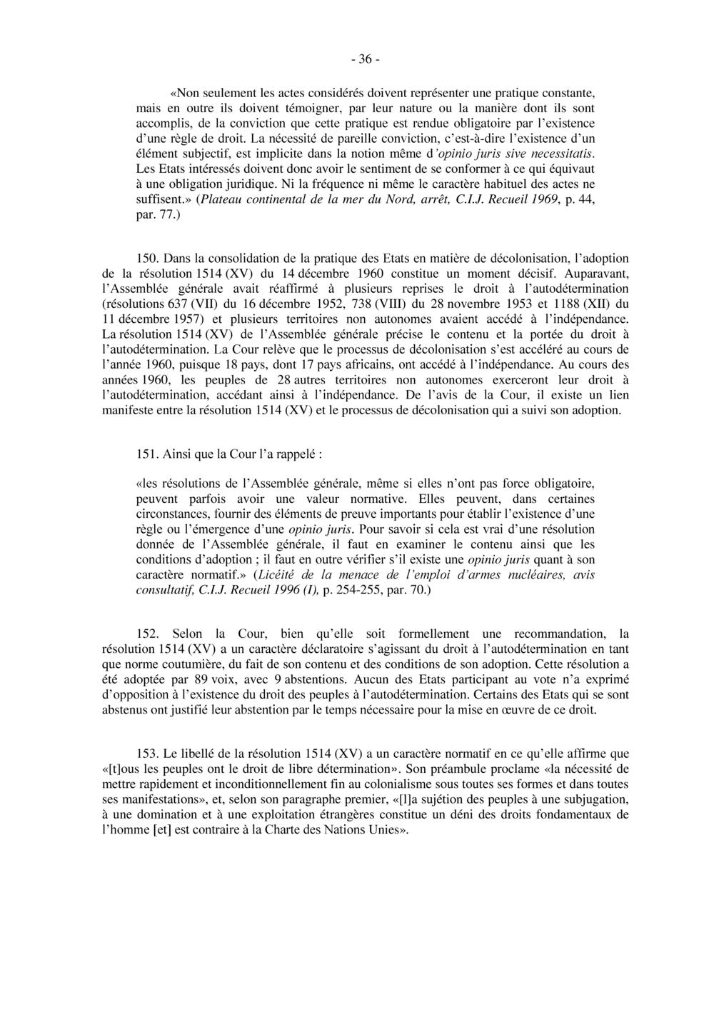 COUR INTERNATIONALE DE JUSTICE - ARCHIPEL DES CHAGOS DE MAURICE