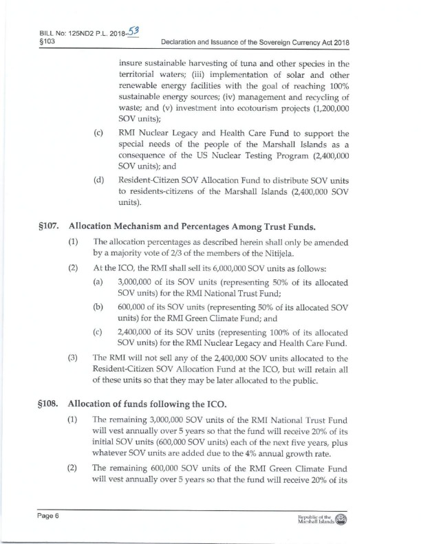 Declaration and Issuance of the Sovereign Currency Act 2018