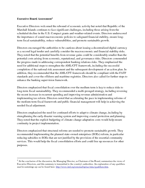 STATEMENT BY THE EXECUTIVE DIRECTOR FOR REPUBLIC OF THE MARSHALL ISLANDS