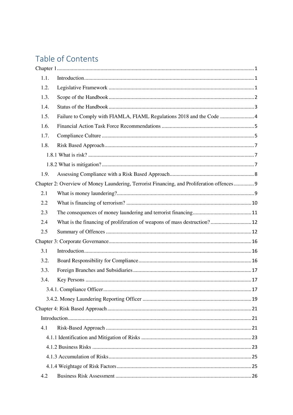 ANTI-MONEY LAUNDERING AND COUNTERING THE FINANCING OF TERRORISM HANDBOOK - FSC