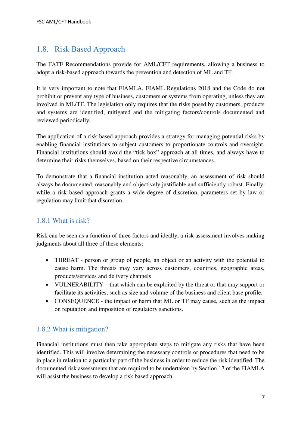 ANTI-MONEY LAUNDERING AND COUNTERING THE FINANCING OF TERRORISM HANDBOOK - FSC