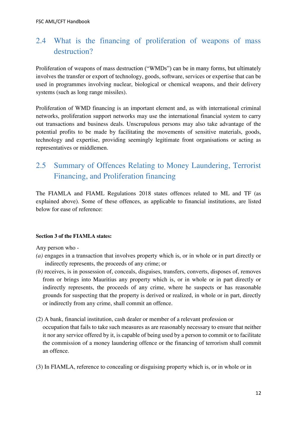 ANTI-MONEY LAUNDERING AND COUNTERING THE FINANCING OF TERRORISM HANDBOOK - FSC