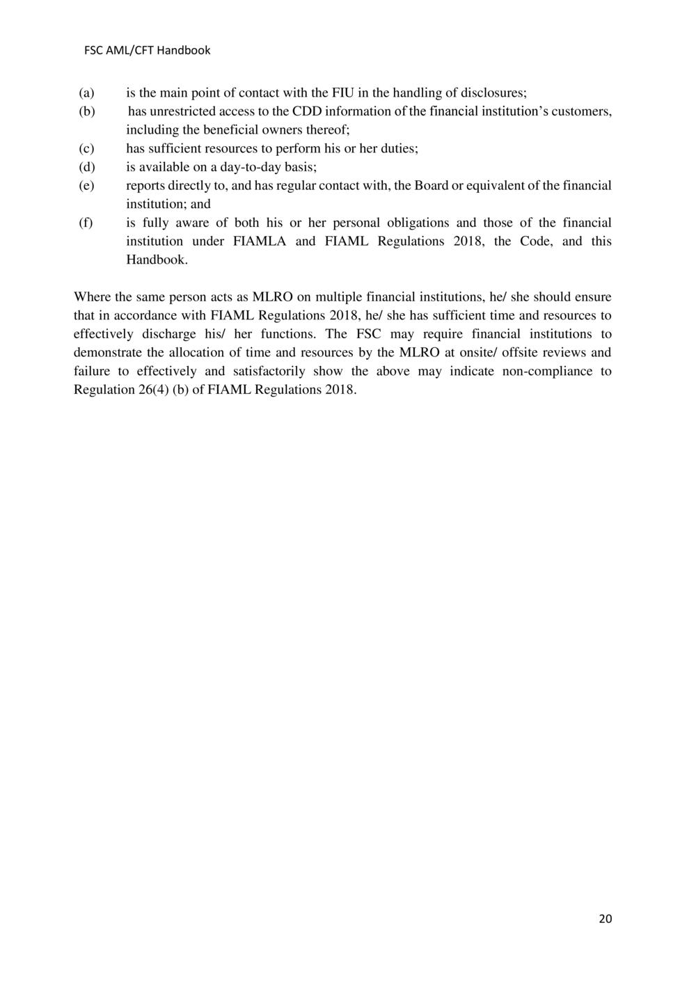 ANTI-MONEY LAUNDERING AND COUNTERING THE FINANCING OF TERRORISM HANDBOOK - FSC