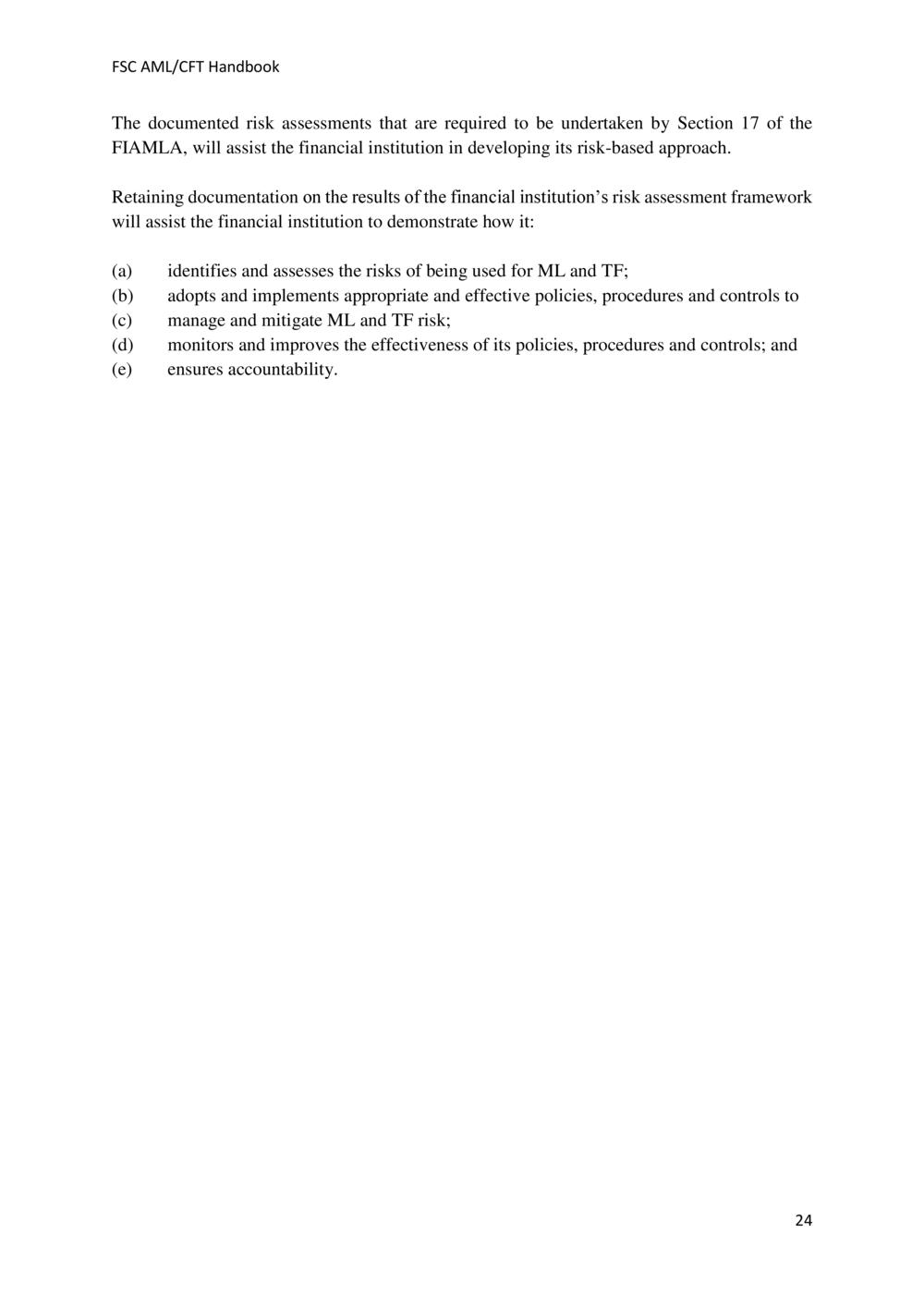 ANTI-MONEY LAUNDERING AND COUNTERING THE FINANCING OF TERRORISM HANDBOOK - FSC