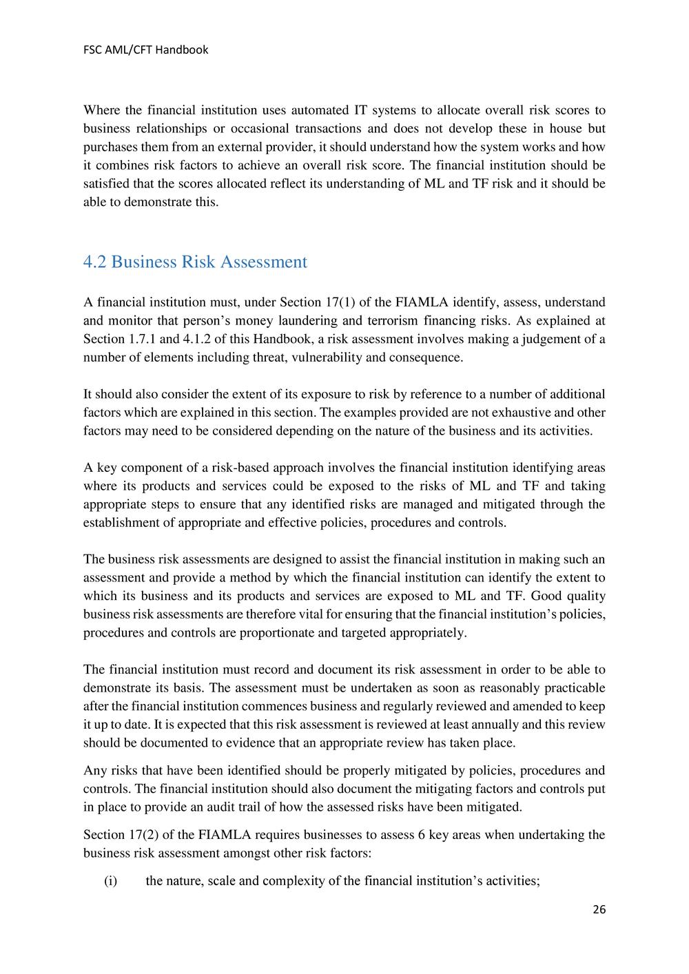 ANTI-MONEY LAUNDERING AND COUNTERING THE FINANCING OF TERRORISM HANDBOOK - FSC