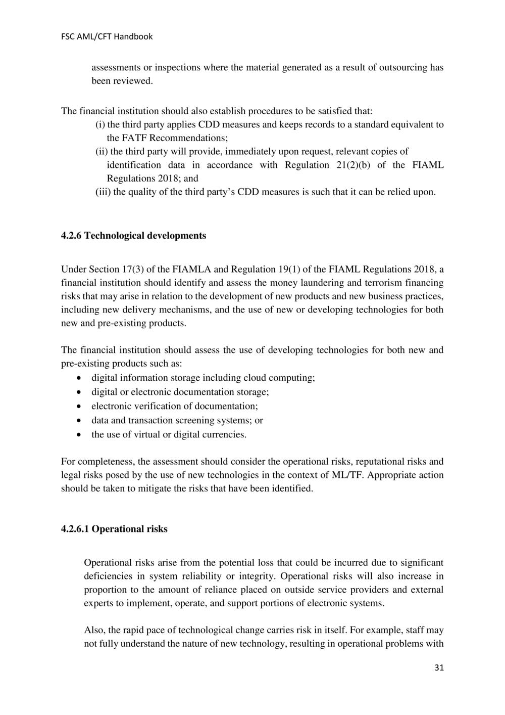 ANTI-MONEY LAUNDERING AND COUNTERING THE FINANCING OF TERRORISM HANDBOOK - FSC