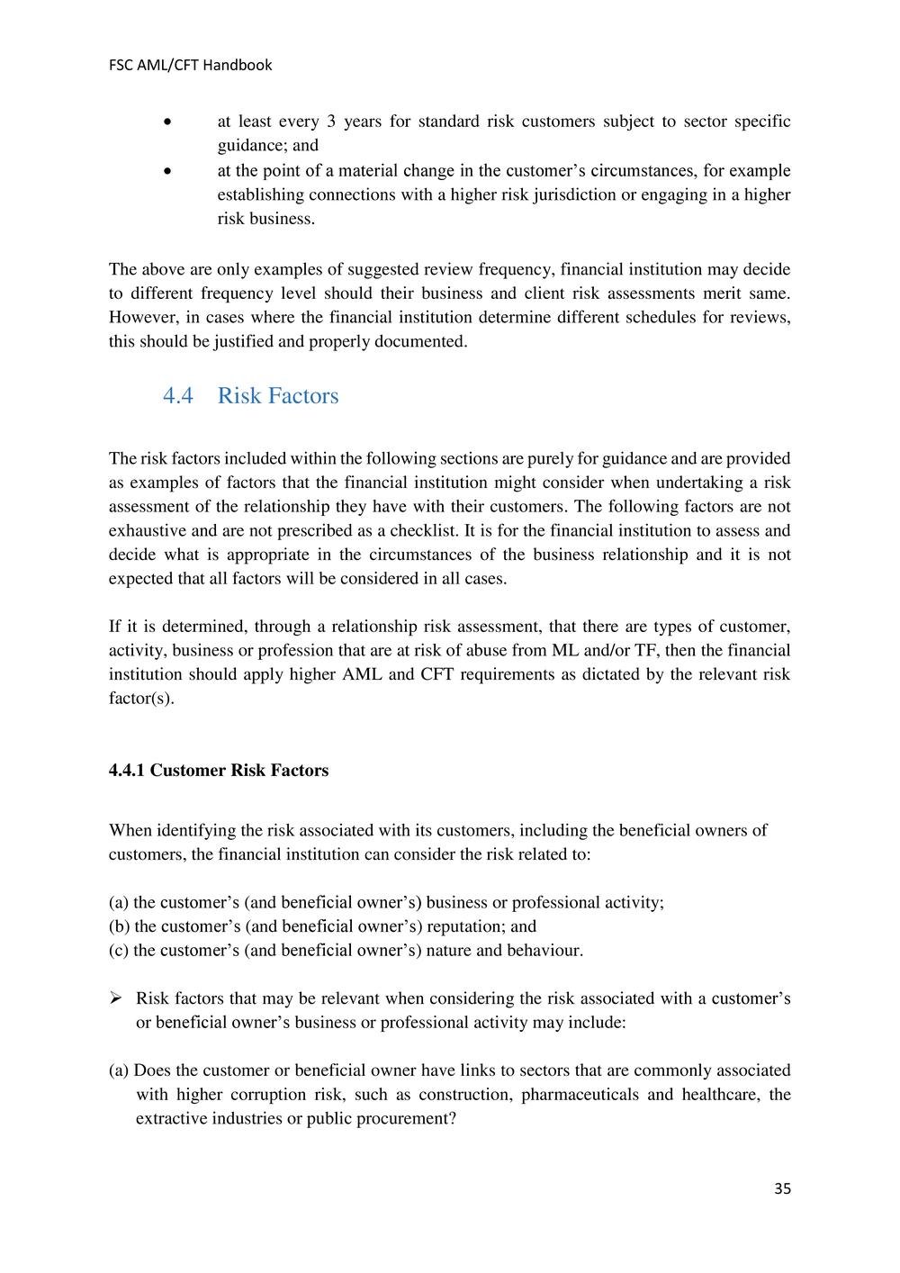 ANTI-MONEY LAUNDERING AND COUNTERING THE FINANCING OF TERRORISM HANDBOOK - FSC