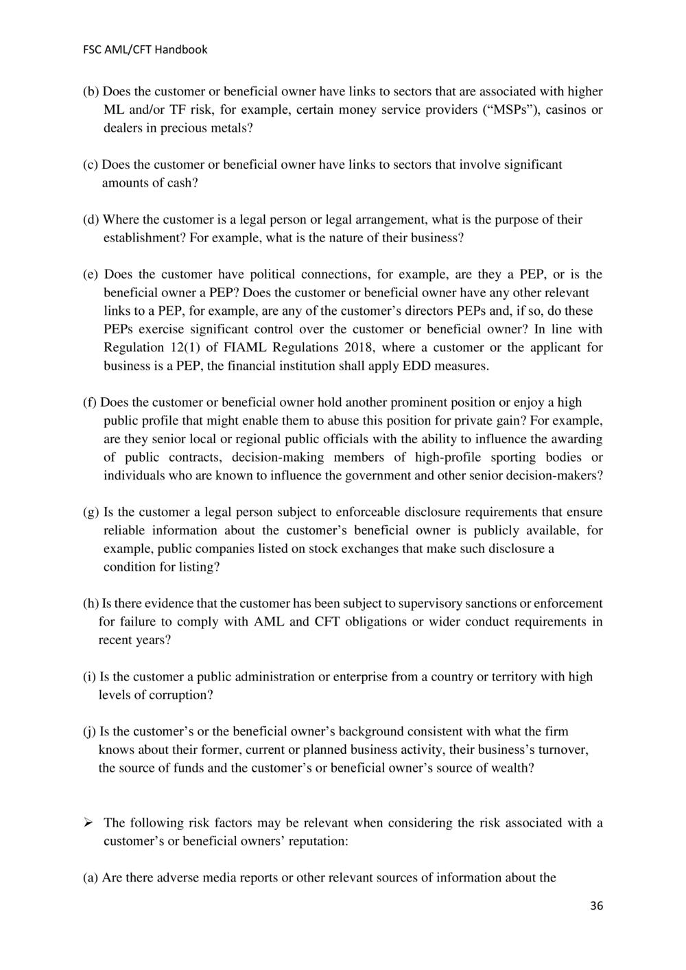 ANTI-MONEY LAUNDERING AND COUNTERING THE FINANCING OF TERRORISM HANDBOOK - FSC