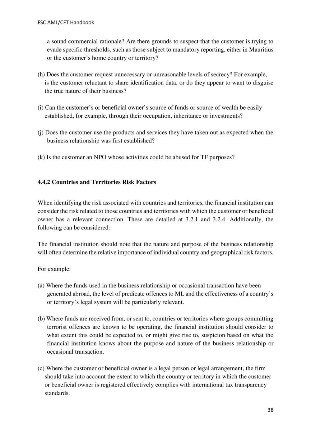 ANTI-MONEY LAUNDERING AND COUNTERING THE FINANCING OF TERRORISM HANDBOOK - FSC