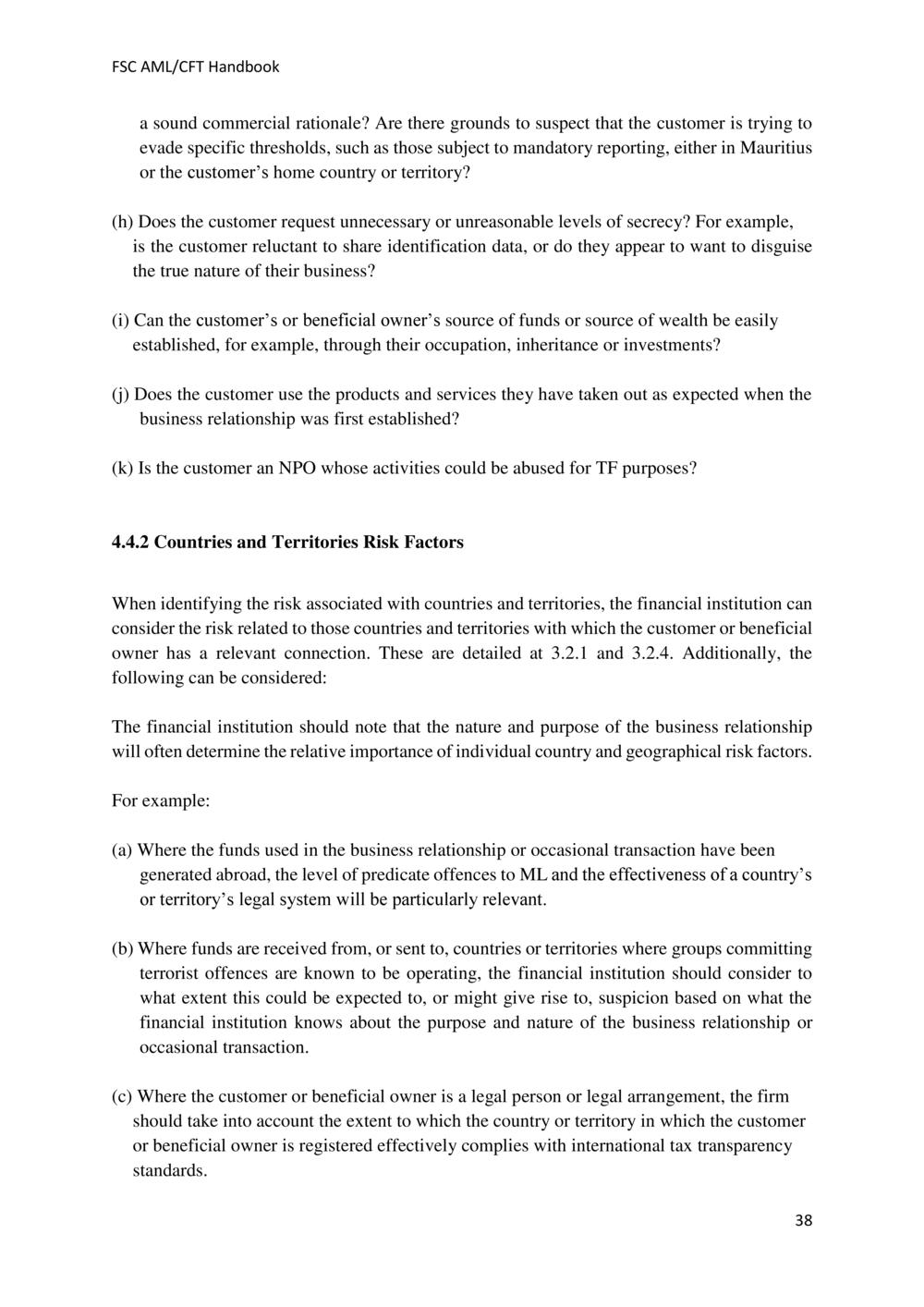 ANTI-MONEY LAUNDERING AND COUNTERING THE FINANCING OF TERRORISM HANDBOOK - FSC