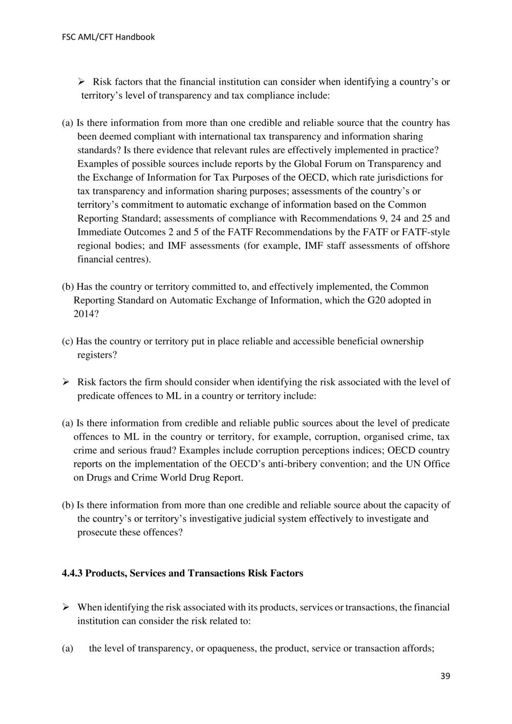 ANTI-MONEY LAUNDERING AND COUNTERING THE FINANCING OF TERRORISM HANDBOOK - FSC