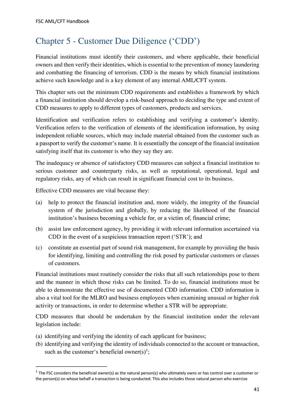 ANTI-MONEY LAUNDERING AND COUNTERING THE FINANCING OF TERRORISM HANDBOOK - FSC