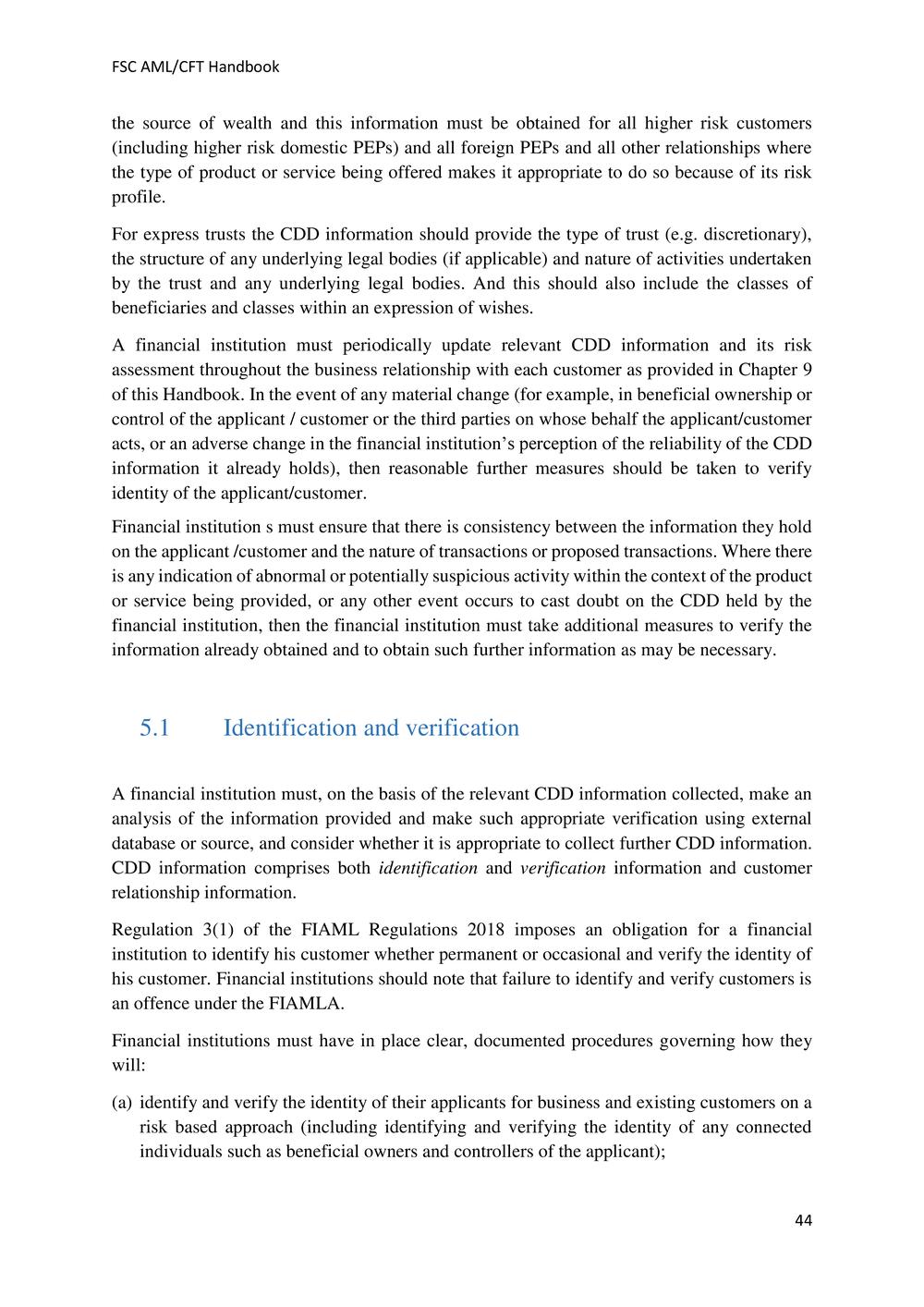 ANTI-MONEY LAUNDERING AND COUNTERING THE FINANCING OF TERRORISM HANDBOOK - FSC