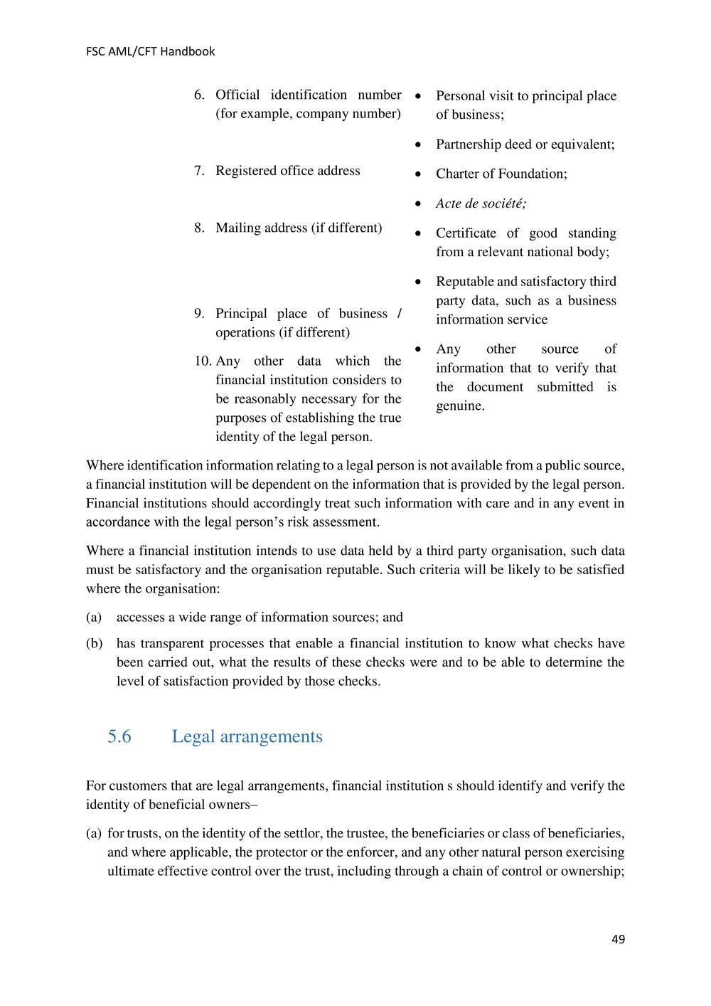 ANTI-MONEY LAUNDERING AND COUNTERING THE FINANCING OF TERRORISM HANDBOOK - FSC