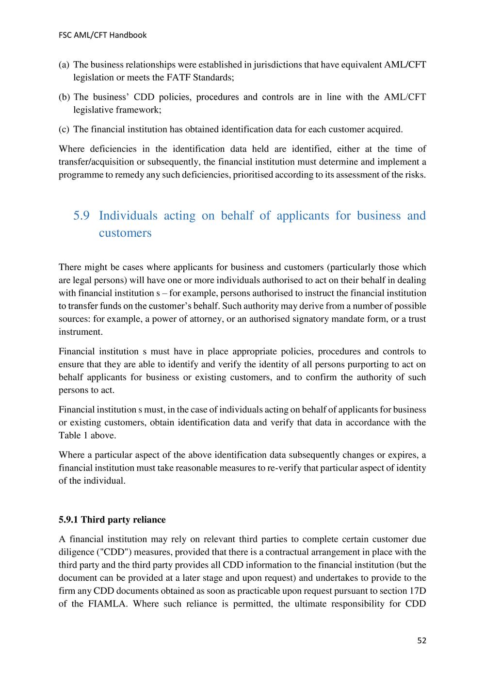 ANTI-MONEY LAUNDERING AND COUNTERING THE FINANCING OF TERRORISM HANDBOOK - FSC