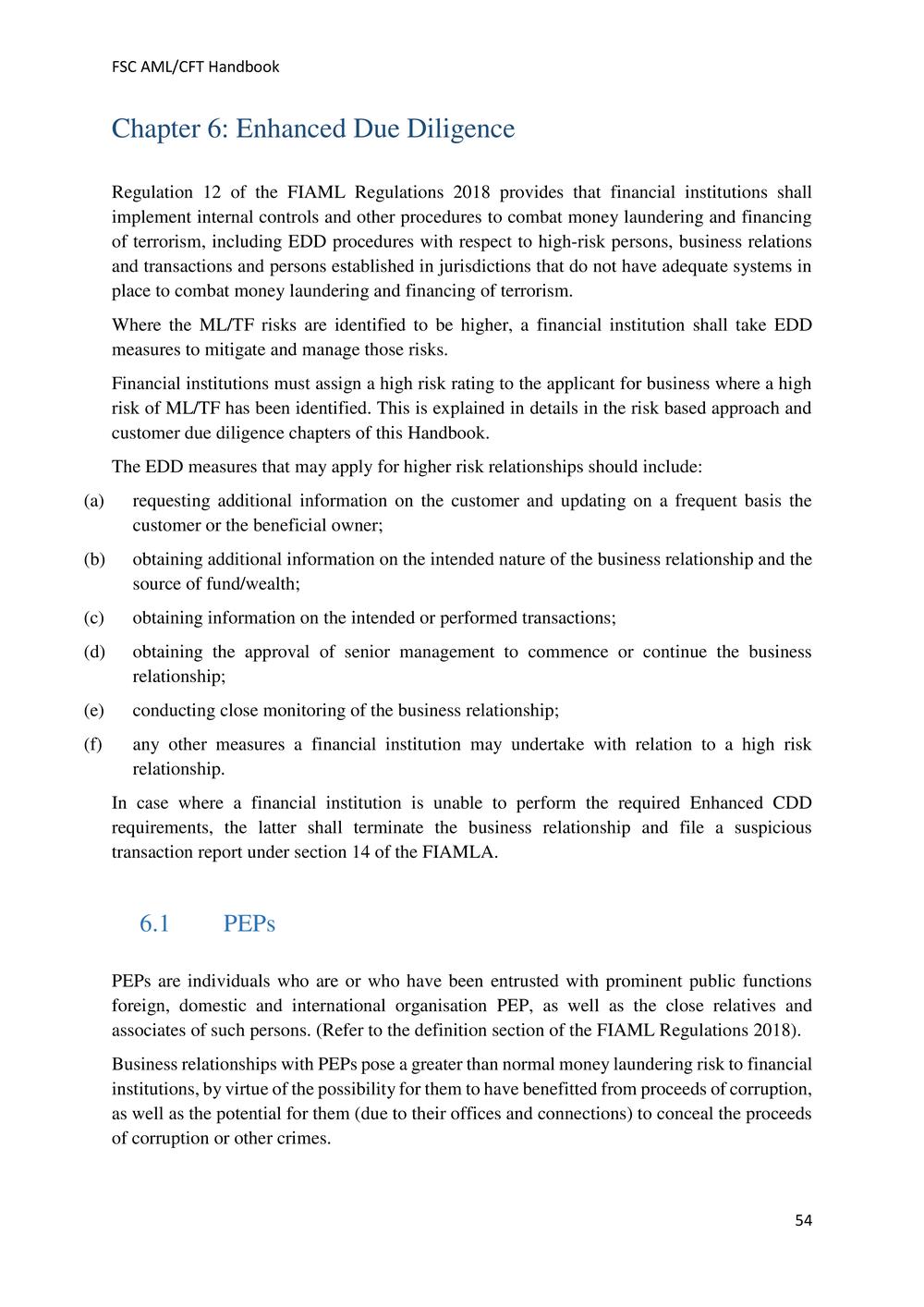 ANTI-MONEY LAUNDERING AND COUNTERING THE FINANCING OF TERRORISM HANDBOOK - FSC