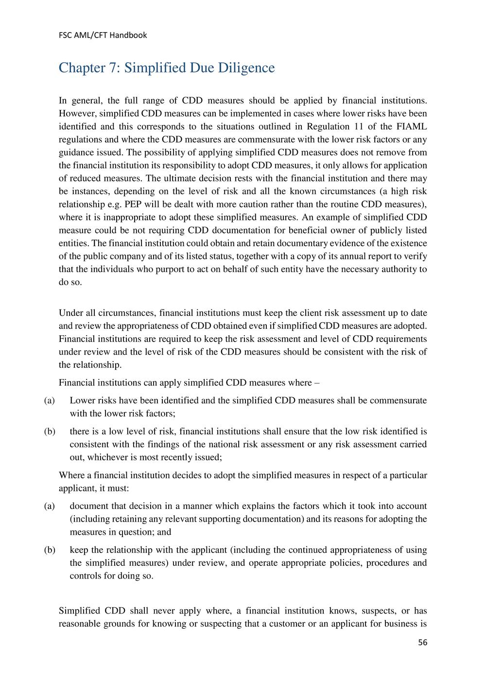 ANTI-MONEY LAUNDERING AND COUNTERING THE FINANCING OF TERRORISM HANDBOOK - FSC