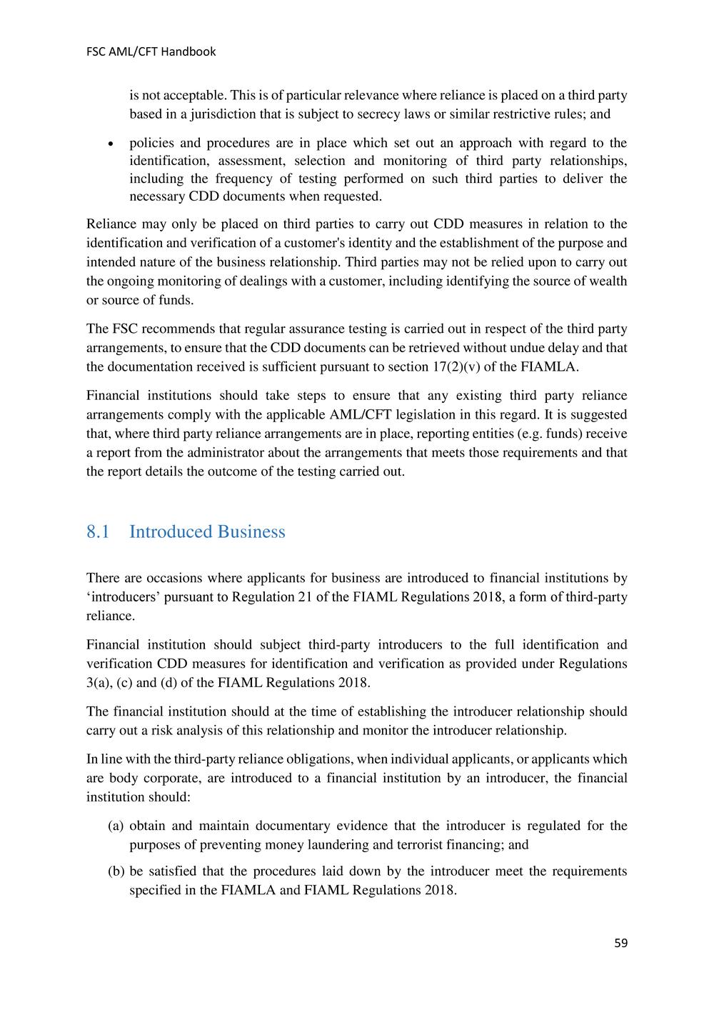 ANTI-MONEY LAUNDERING AND COUNTERING THE FINANCING OF TERRORISM HANDBOOK - FSC