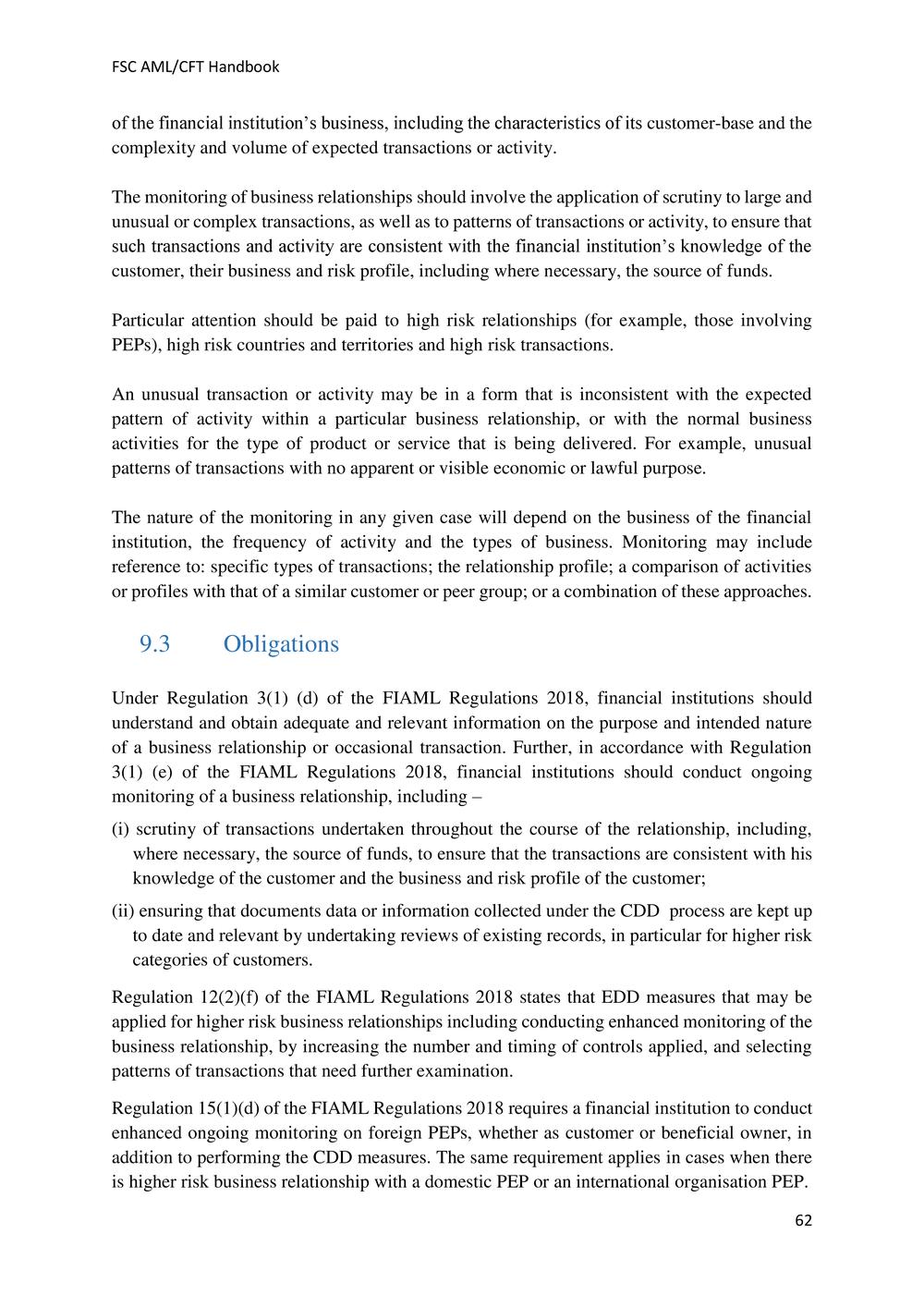 ANTI-MONEY LAUNDERING AND COUNTERING THE FINANCING OF TERRORISM HANDBOOK - FSC