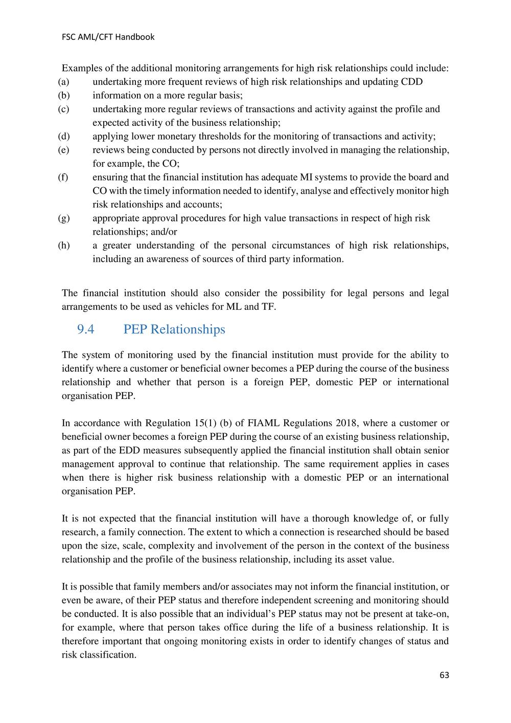 ANTI-MONEY LAUNDERING AND COUNTERING THE FINANCING OF TERRORISM HANDBOOK - FSC