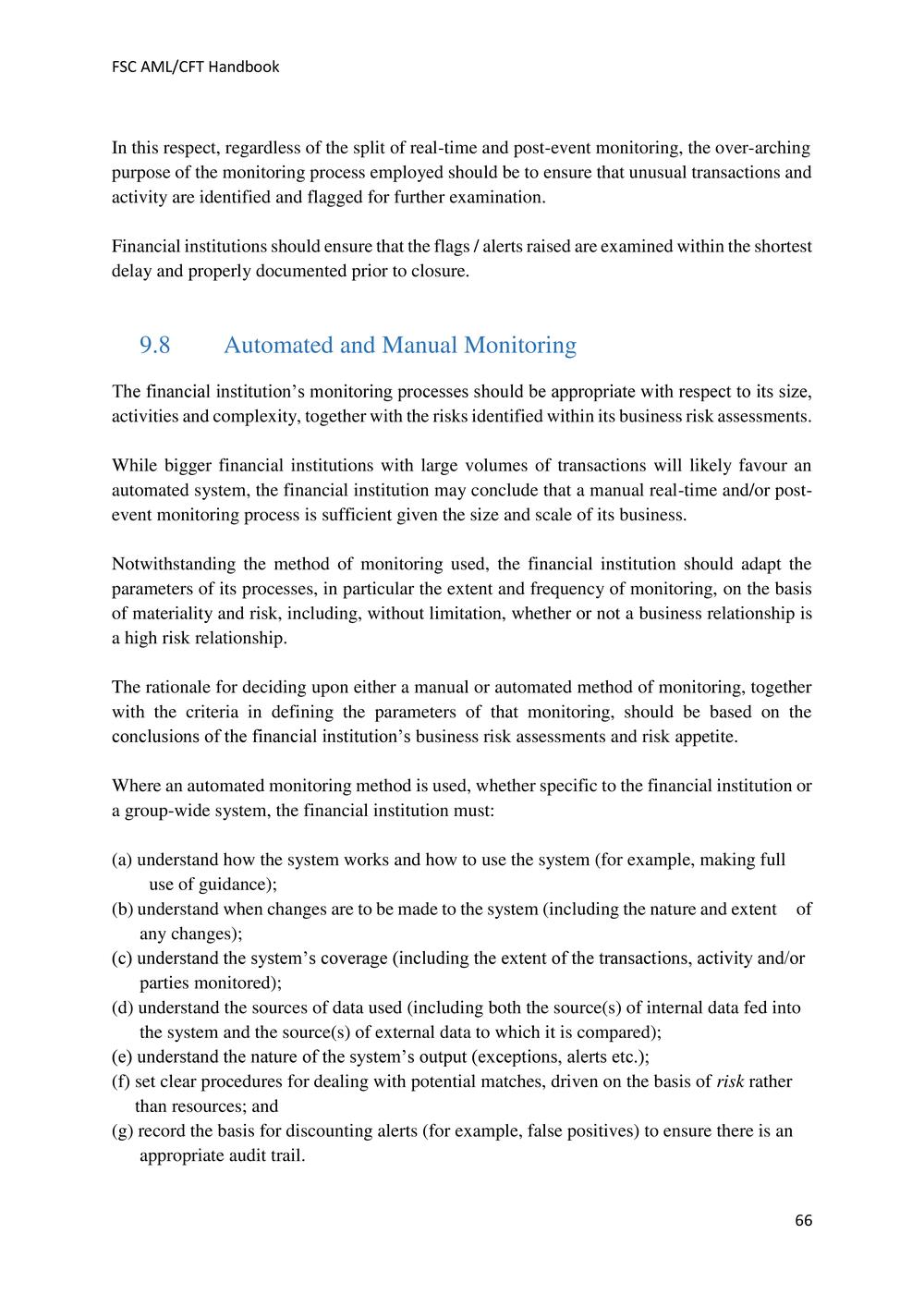 ANTI-MONEY LAUNDERING AND COUNTERING THE FINANCING OF TERRORISM HANDBOOK - FSC