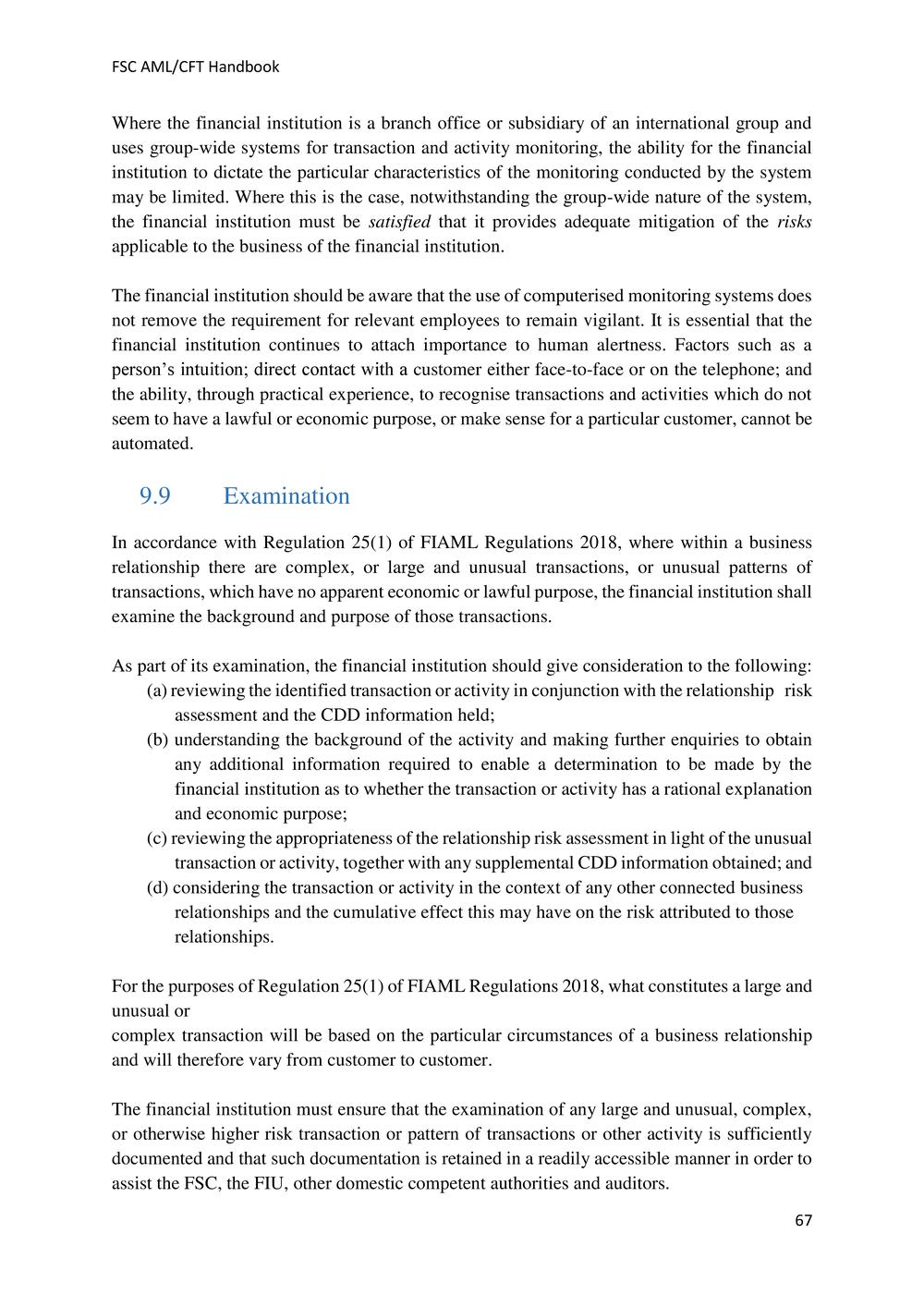 ANTI-MONEY LAUNDERING AND COUNTERING THE FINANCING OF TERRORISM HANDBOOK - FSC