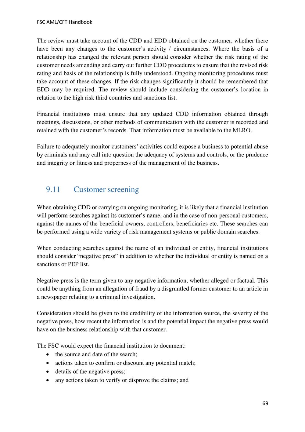 ANTI-MONEY LAUNDERING AND COUNTERING THE FINANCING OF TERRORISM HANDBOOK - FSC