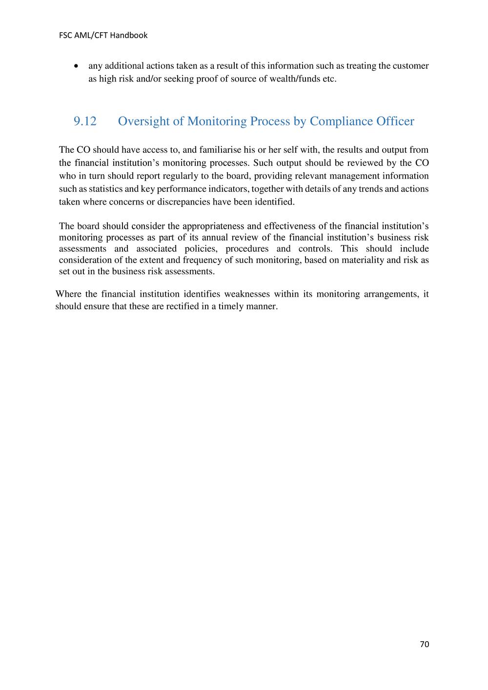 ANTI-MONEY LAUNDERING AND COUNTERING THE FINANCING OF TERRORISM HANDBOOK - FSC