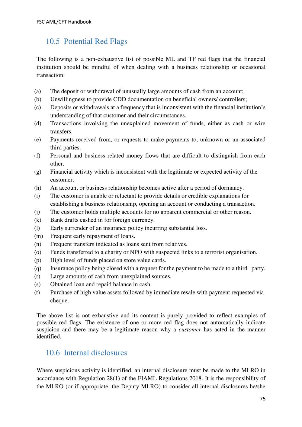 ANTI-MONEY LAUNDERING AND COUNTERING THE FINANCING OF TERRORISM HANDBOOK - FSC