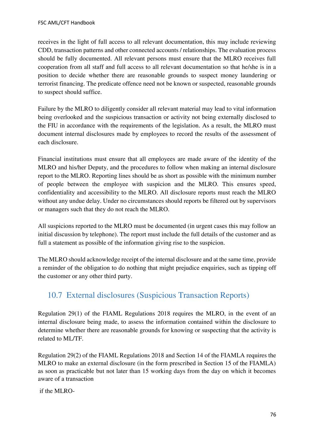 ANTI-MONEY LAUNDERING AND COUNTERING THE FINANCING OF TERRORISM HANDBOOK - FSC