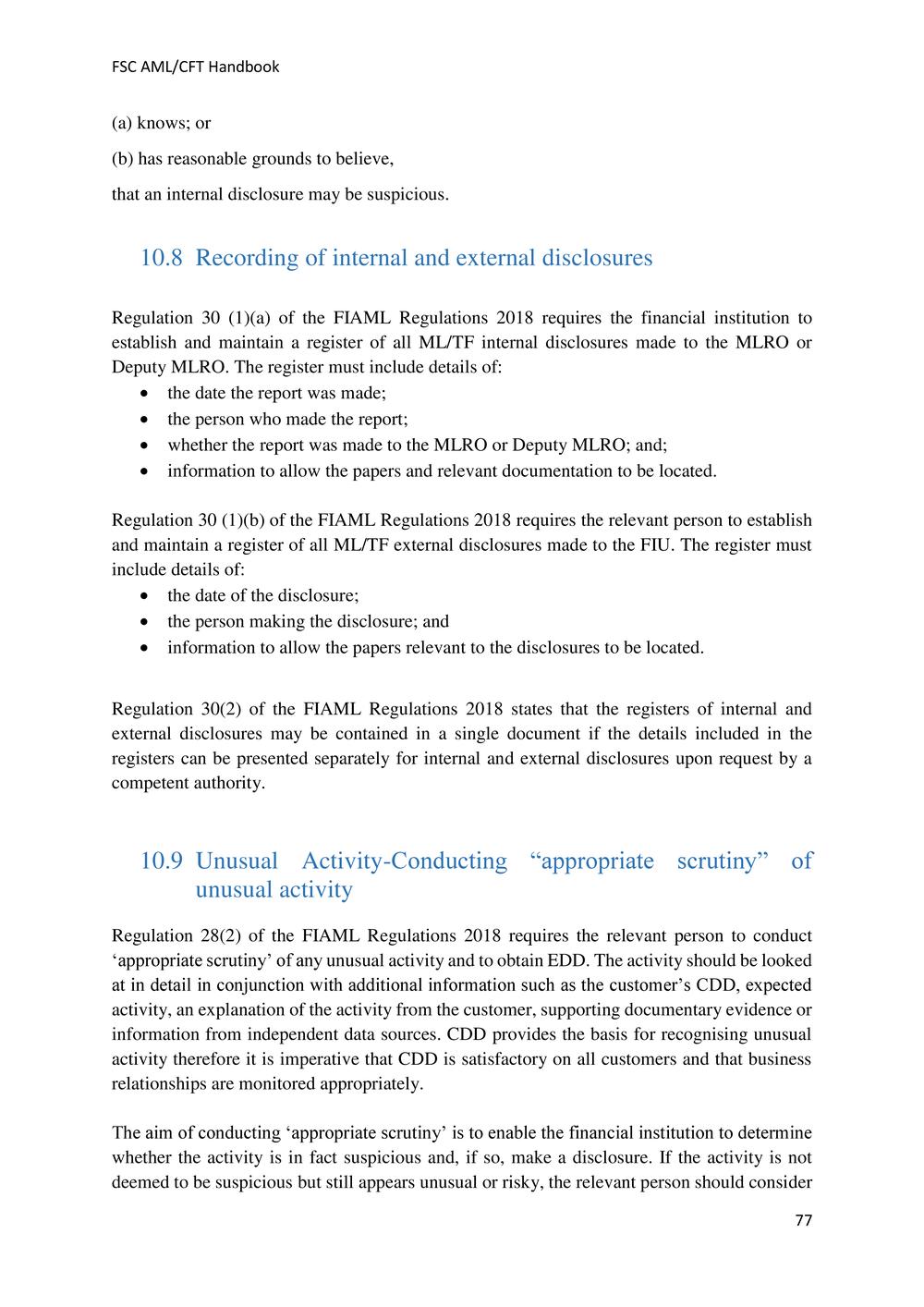 ANTI-MONEY LAUNDERING AND COUNTERING THE FINANCING OF TERRORISM HANDBOOK - FSC