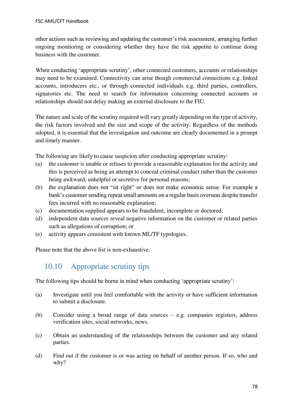 ANTI-MONEY LAUNDERING AND COUNTERING THE FINANCING OF TERRORISM HANDBOOK - FSC