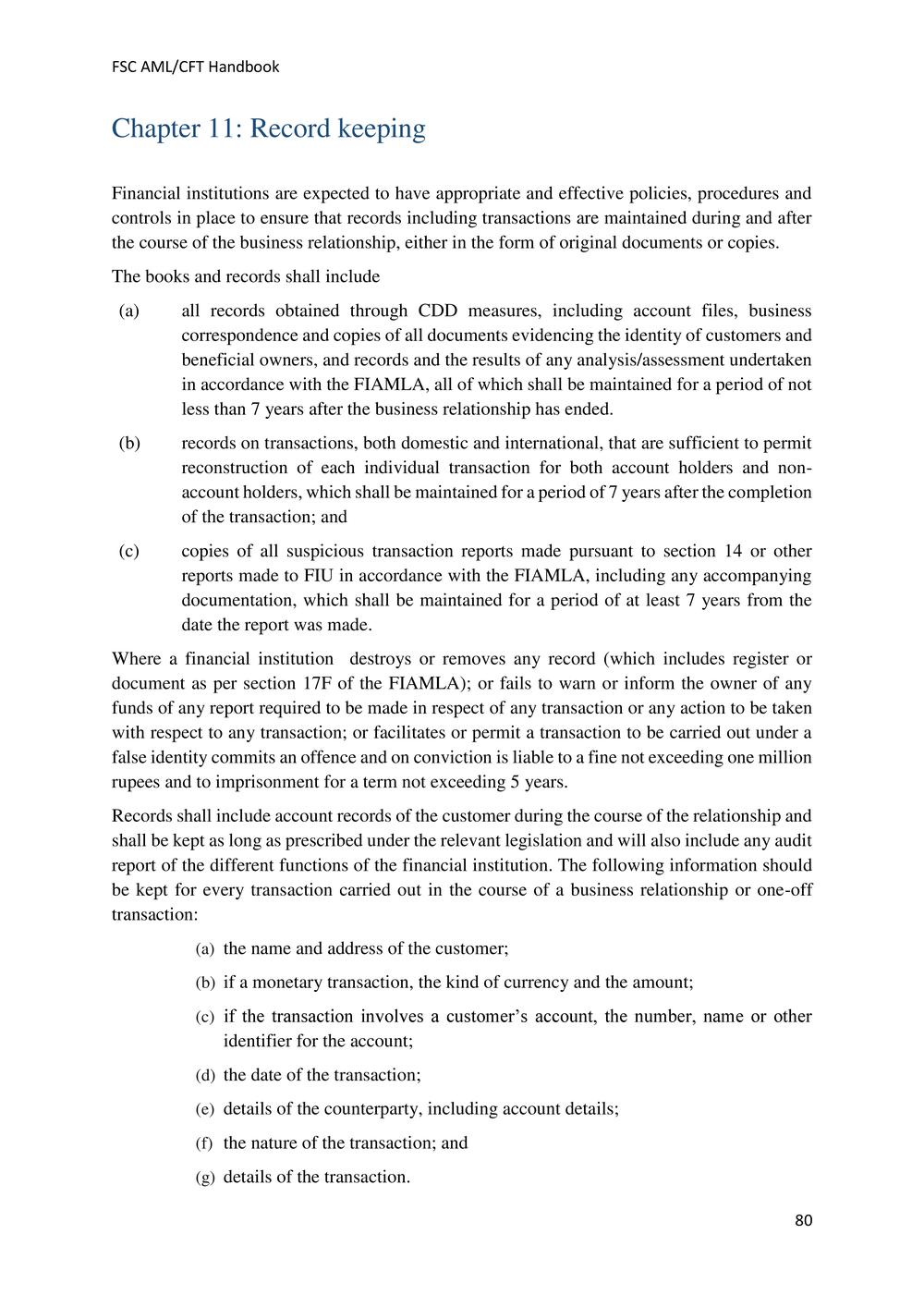 ANTI-MONEY LAUNDERING AND COUNTERING THE FINANCING OF TERRORISM HANDBOOK - FSC