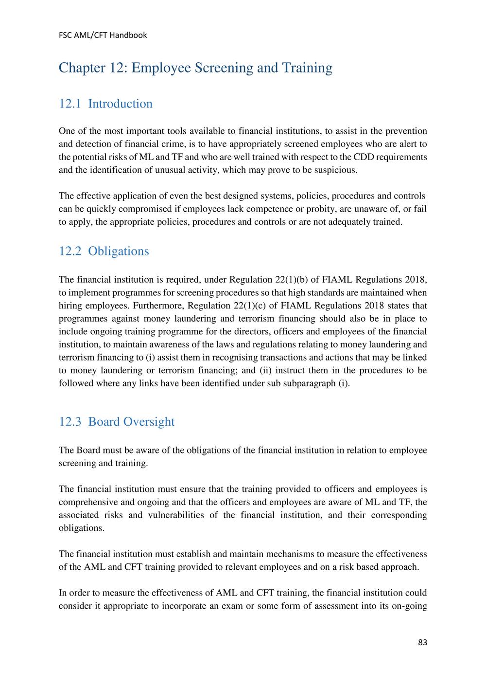 ANTI-MONEY LAUNDERING AND COUNTERING THE FINANCING OF TERRORISM HANDBOOK - FSC