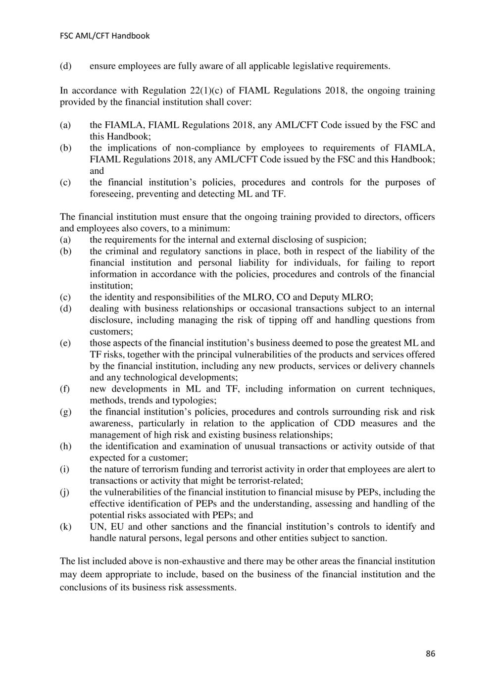 ANTI-MONEY LAUNDERING AND COUNTERING THE FINANCING OF TERRORISM HANDBOOK - FSC