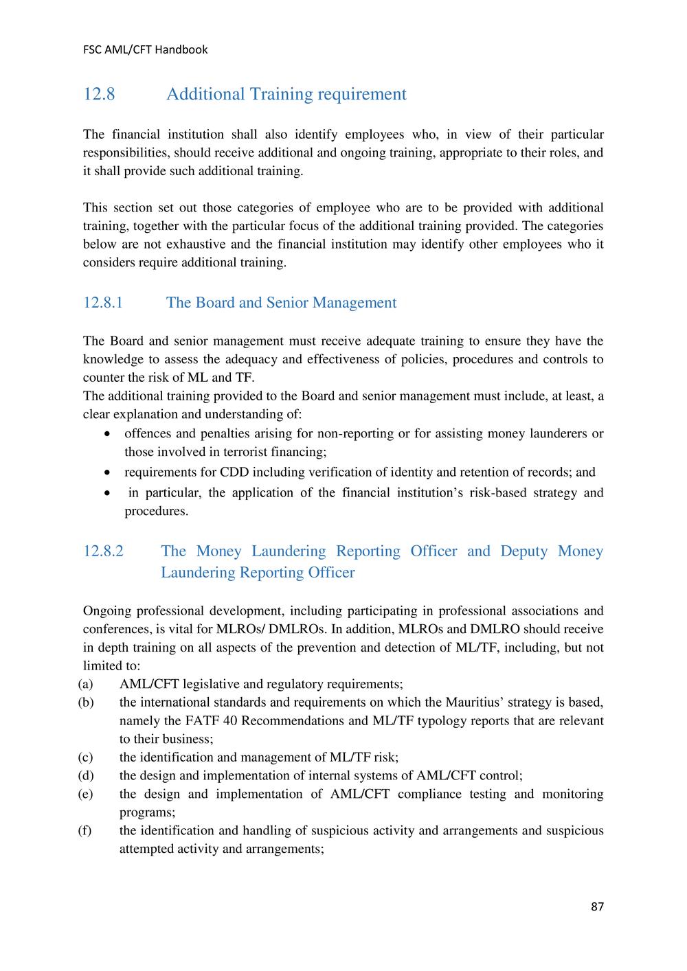 ANTI-MONEY LAUNDERING AND COUNTERING THE FINANCING OF TERRORISM HANDBOOK - FSC