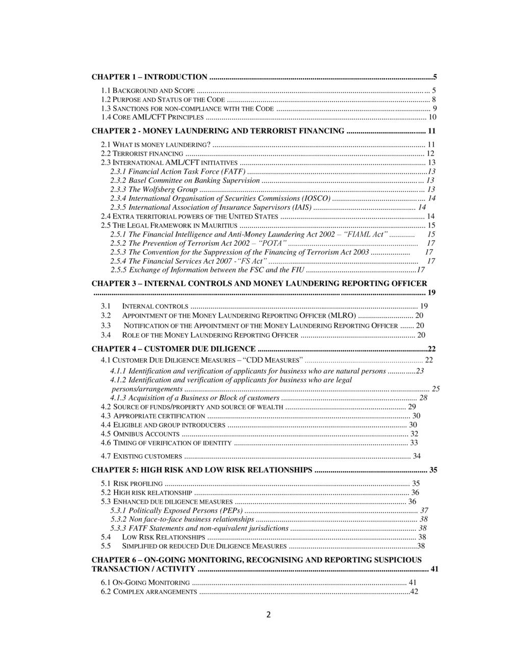 CODE ON THE PREVENTION of MONEY LAUNDERING & TERRORIST FINANCING - FSC