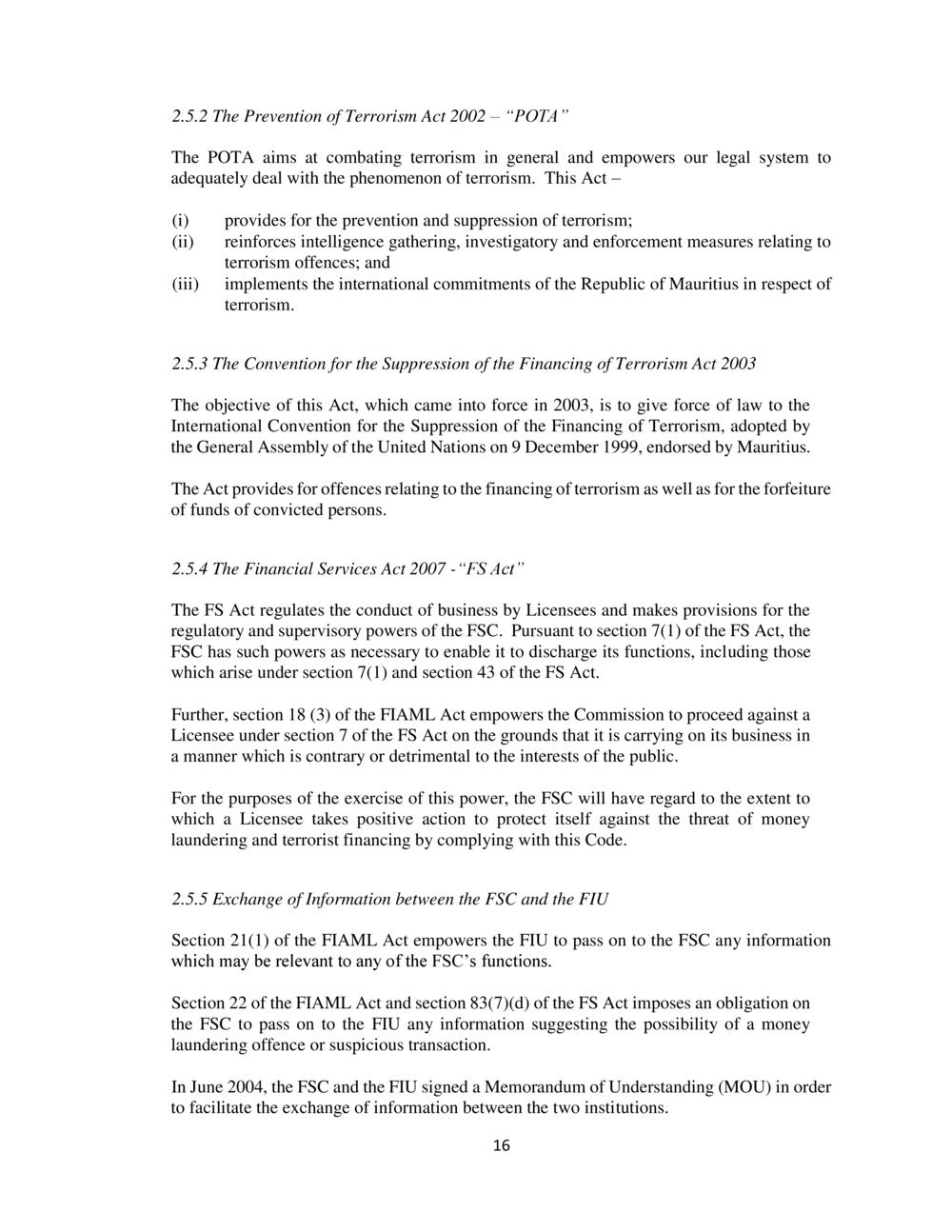 CODE ON THE PREVENTION of MONEY LAUNDERING & TERRORIST FINANCING - FSC