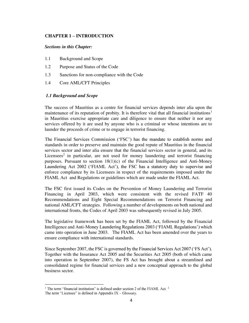 CODE ON THE PREVENTION of MONEY LAUNDERING & TERRORIST FINANCING - FSC