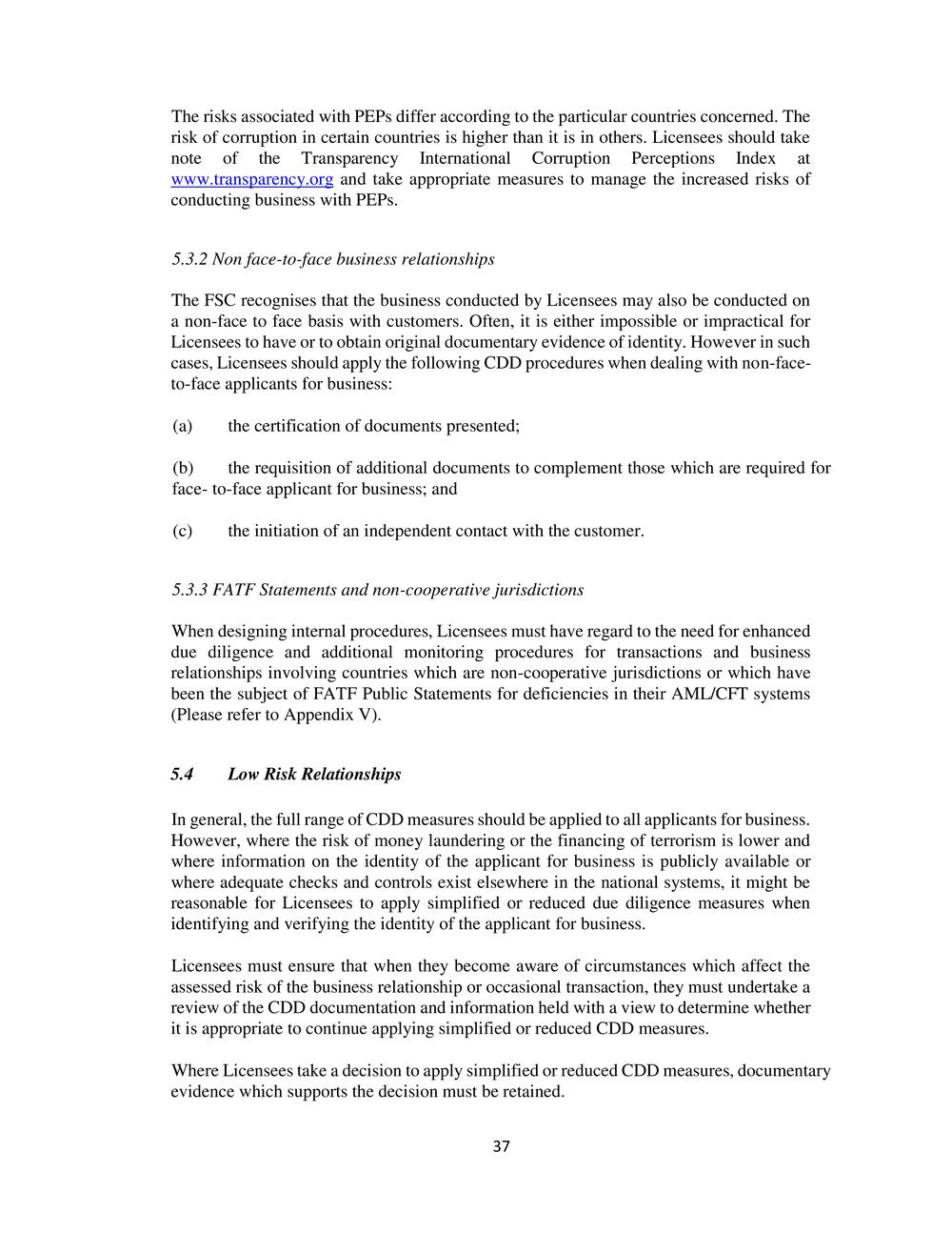 CODE ON THE PREVENTION of MONEY LAUNDERING & TERRORIST FINANCING - FSC