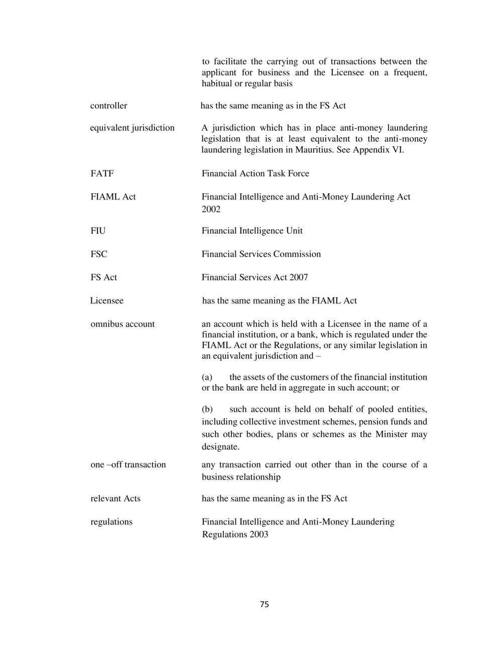 CODE ON THE PREVENTION of MONEY LAUNDERING & TERRORIST FINANCING - FSC