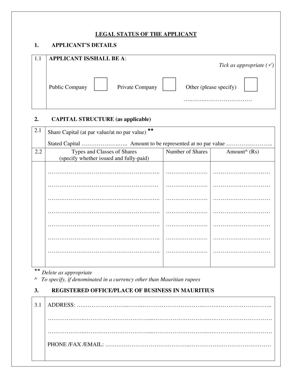 FSC Custodian Services - NON CIS - License Application Form