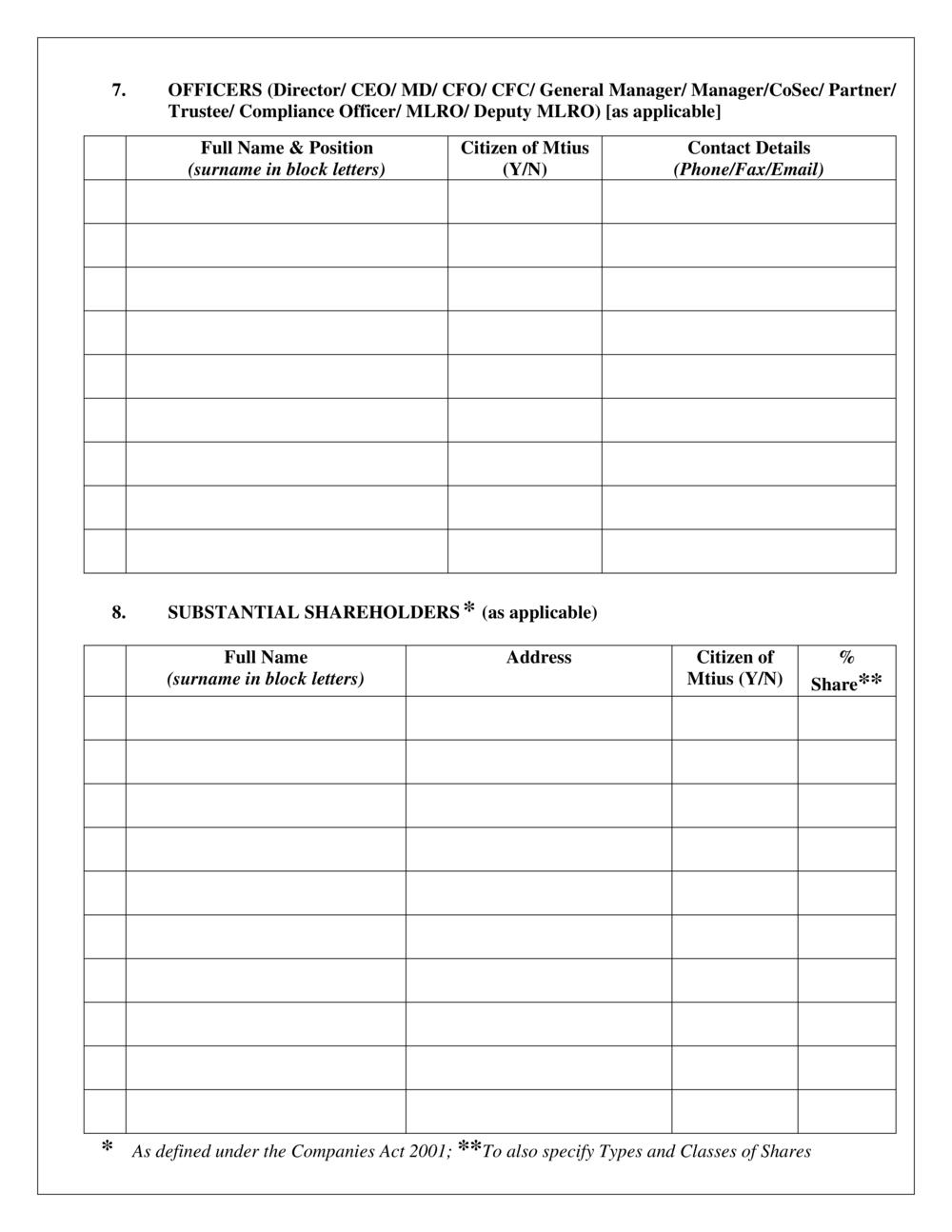 FSC Custodian Services - NON CIS - License Application Form