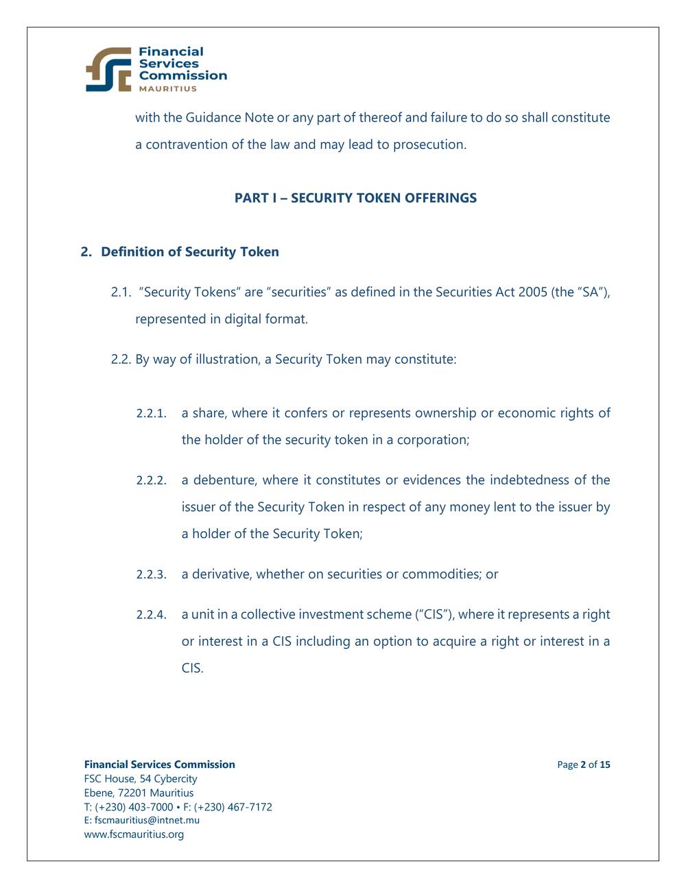 FSC Guidance Notes - Security Token Offerings and Security Token Trading Systems