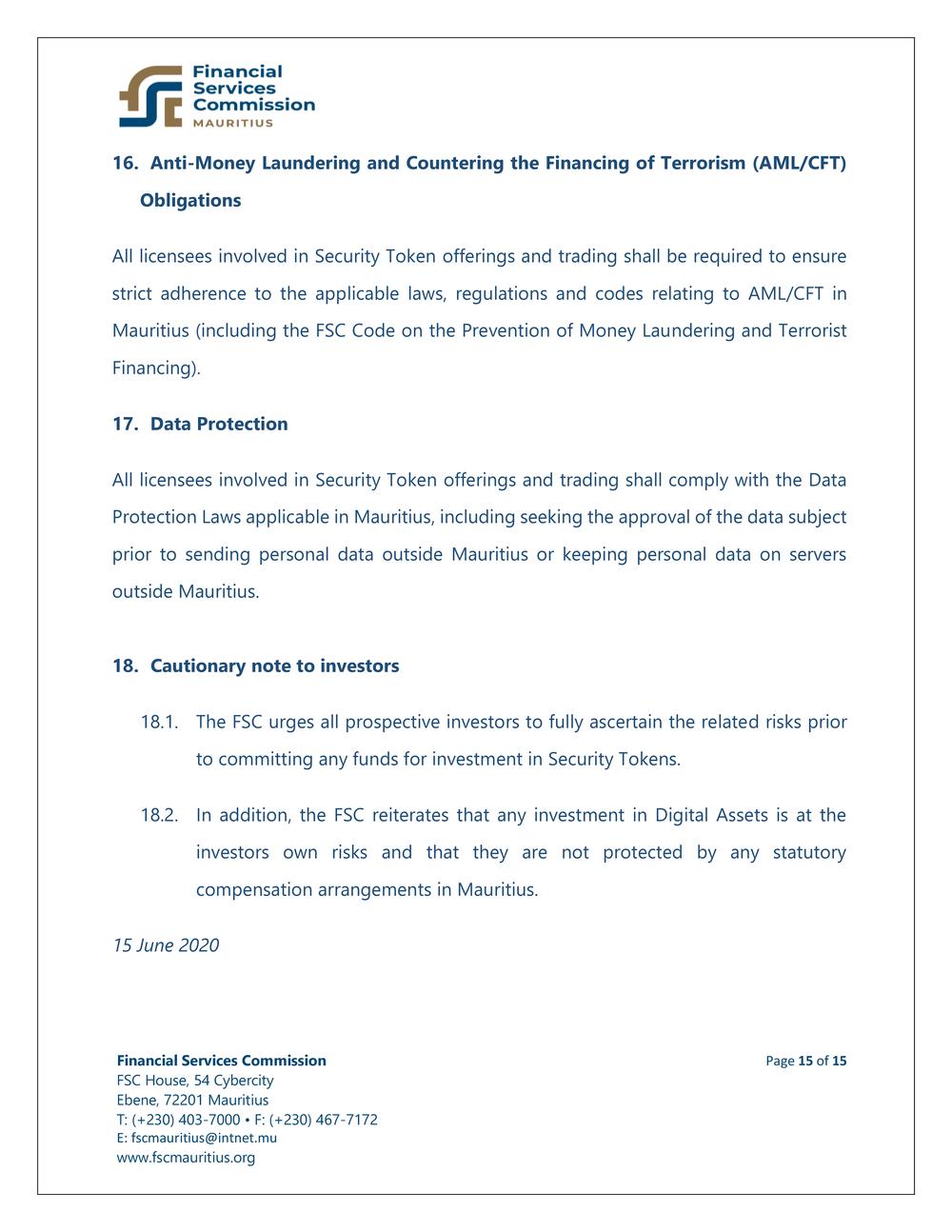 FSC Guidance Notes - Security Token Offerings and Security Token Trading Systems