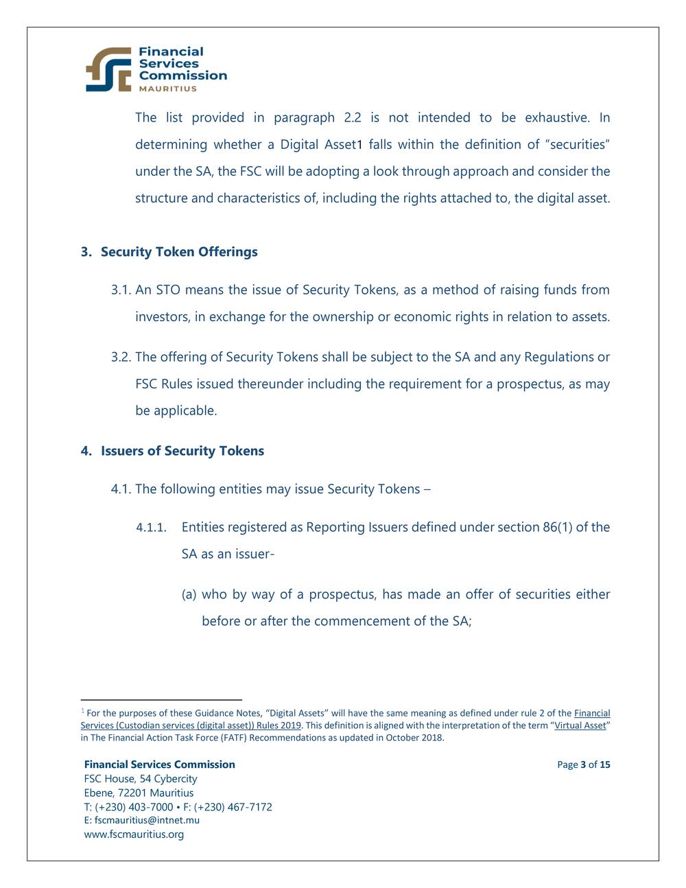 FSC Guidance Notes - Security Token Offerings and Security Token Trading Systems