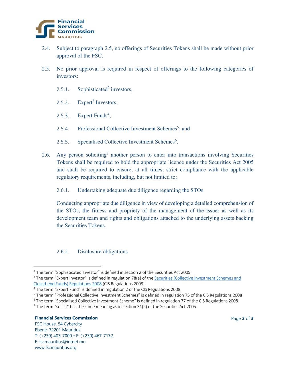 Guidance notes on security tokens - STOs by the FSC