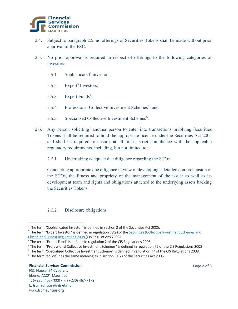 Guidance notes on security tokens - STOs by the FSC